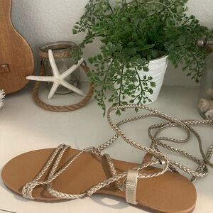 Jcrew size 7 gold lace up sandal